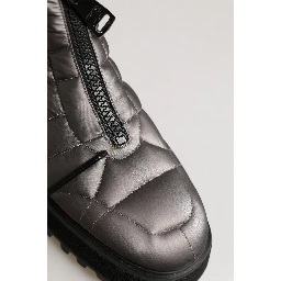 Silver Leather Quilted Men Ankle Boots Shoes