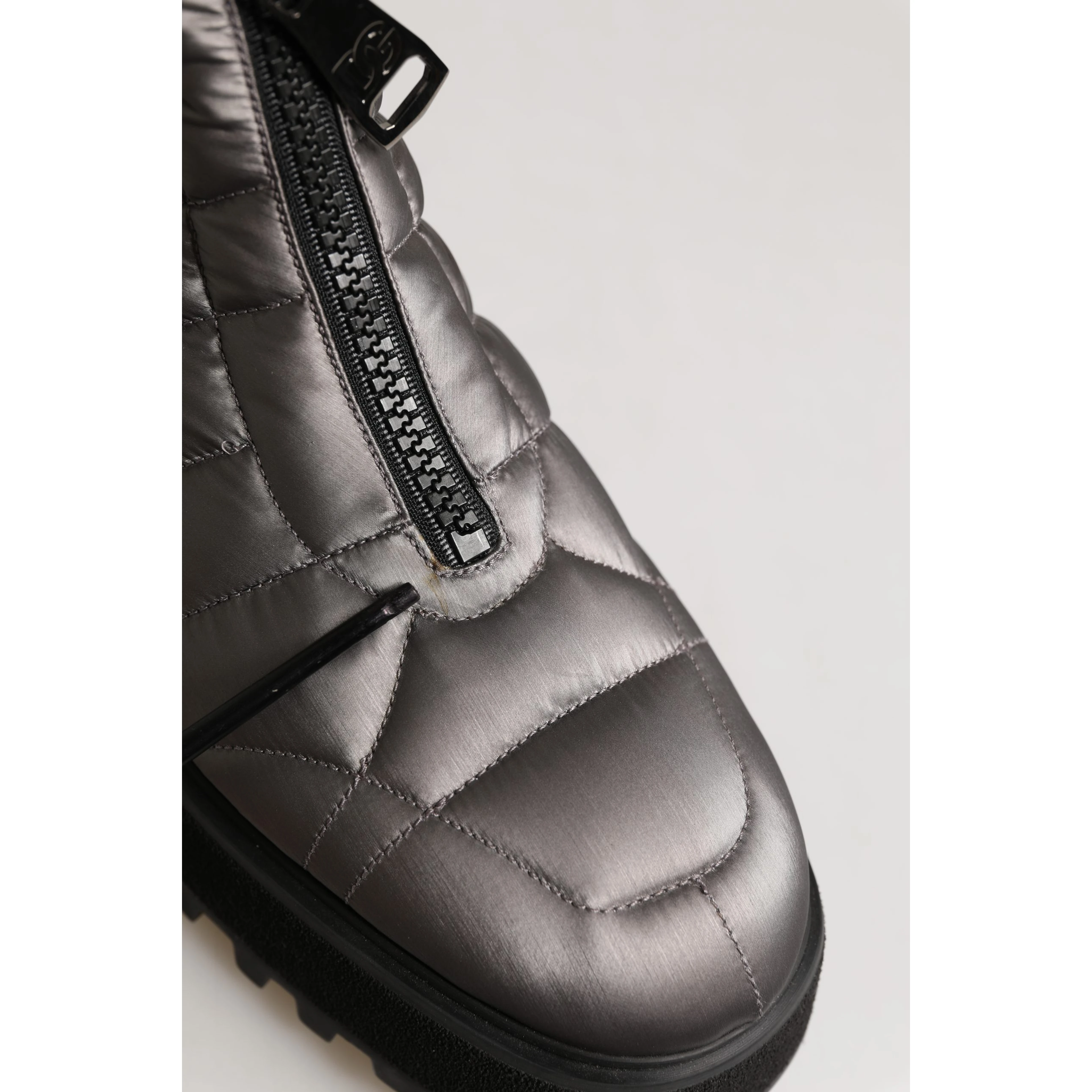 Silver Leather Quilted Men Ankle Boots Shoes