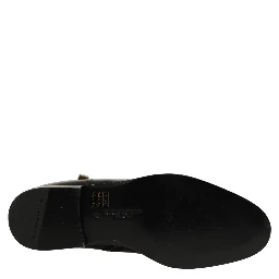 Black Leather Buckle Mid Calf Boots Men Shoes