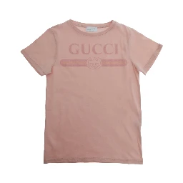 Pink T-Shirt with Front Logo in Cotton Boy