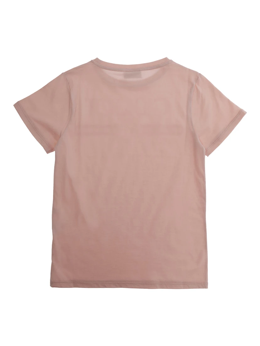 Pink T-Shirt with Front Logo in Cotton Boy