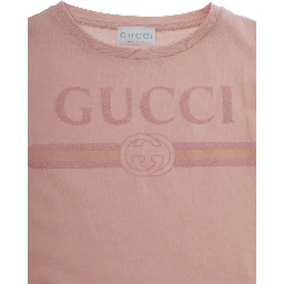 Pink T-Shirt with Front Logo in Cotton Boy