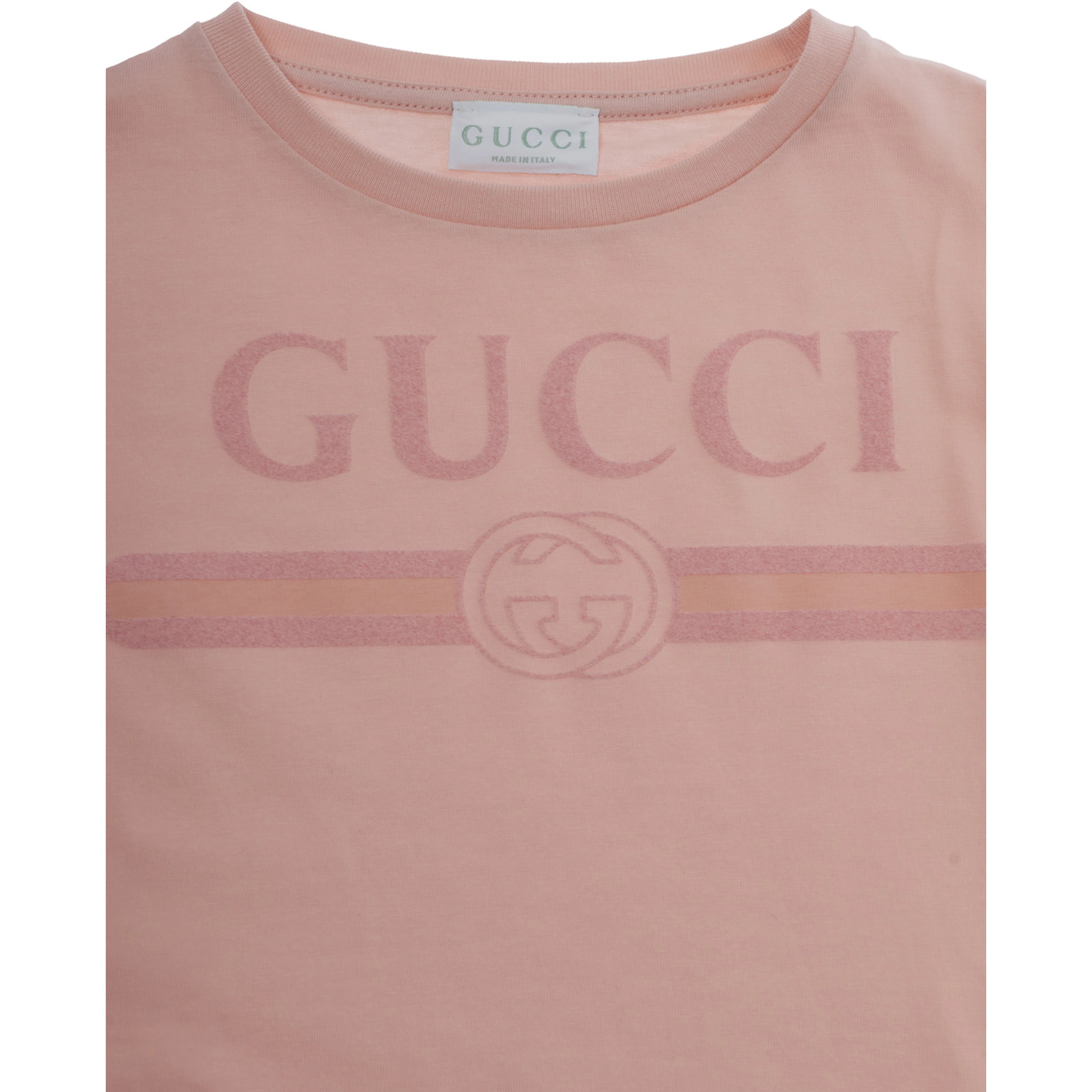 Pink T-Shirt with Front Logo in Cotton Boy