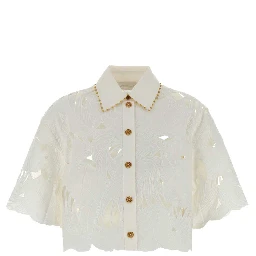 MAHON EMBROIDERED CROP SHIRT