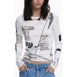 White Viscose Women T-Shirt