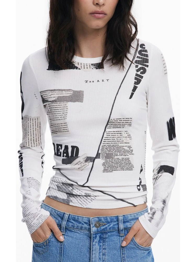 White Viscose Women T-Shirt