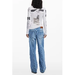 White Viscose Women T-Shirt