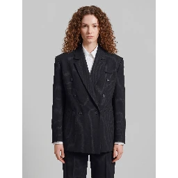 Double-breasted Jade blazer in black pinstripe