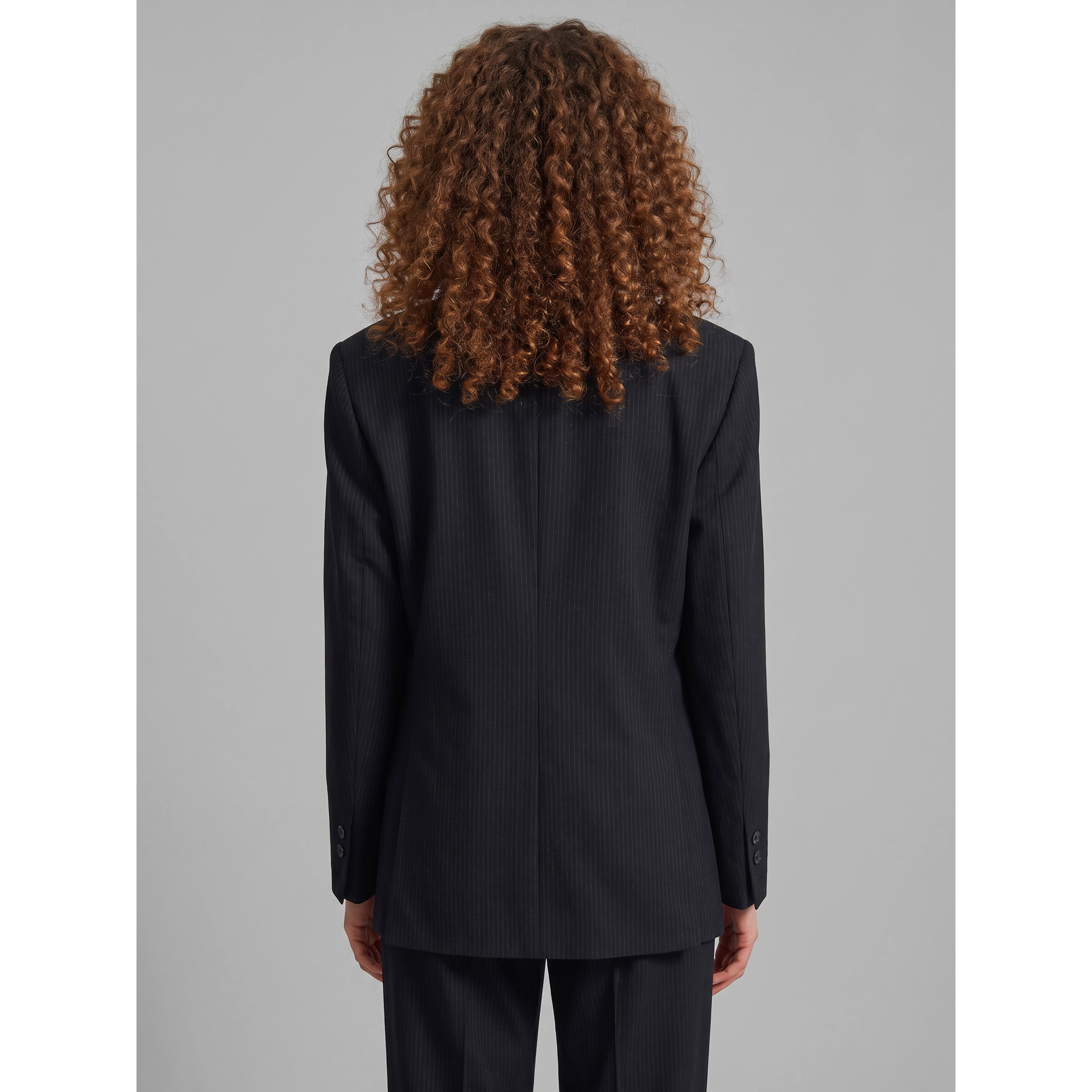 Double-breasted Jade blazer in black pinstripe