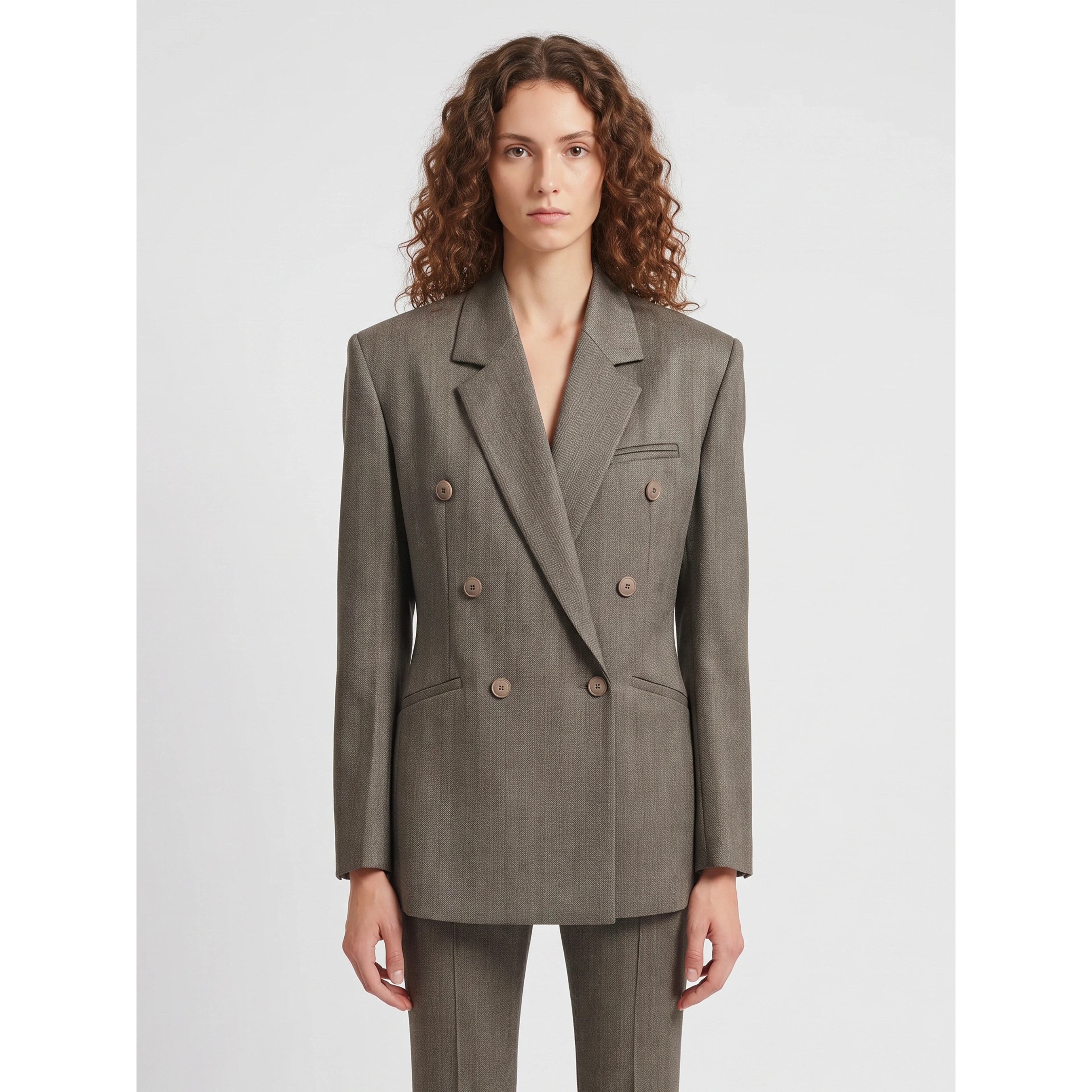 Double-breasted Jade blazer in beige melange
