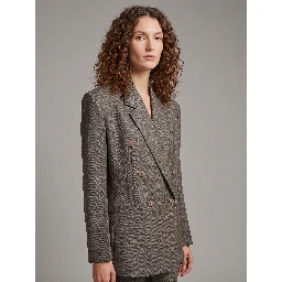 Double-breasted Jade blazer in beige melange