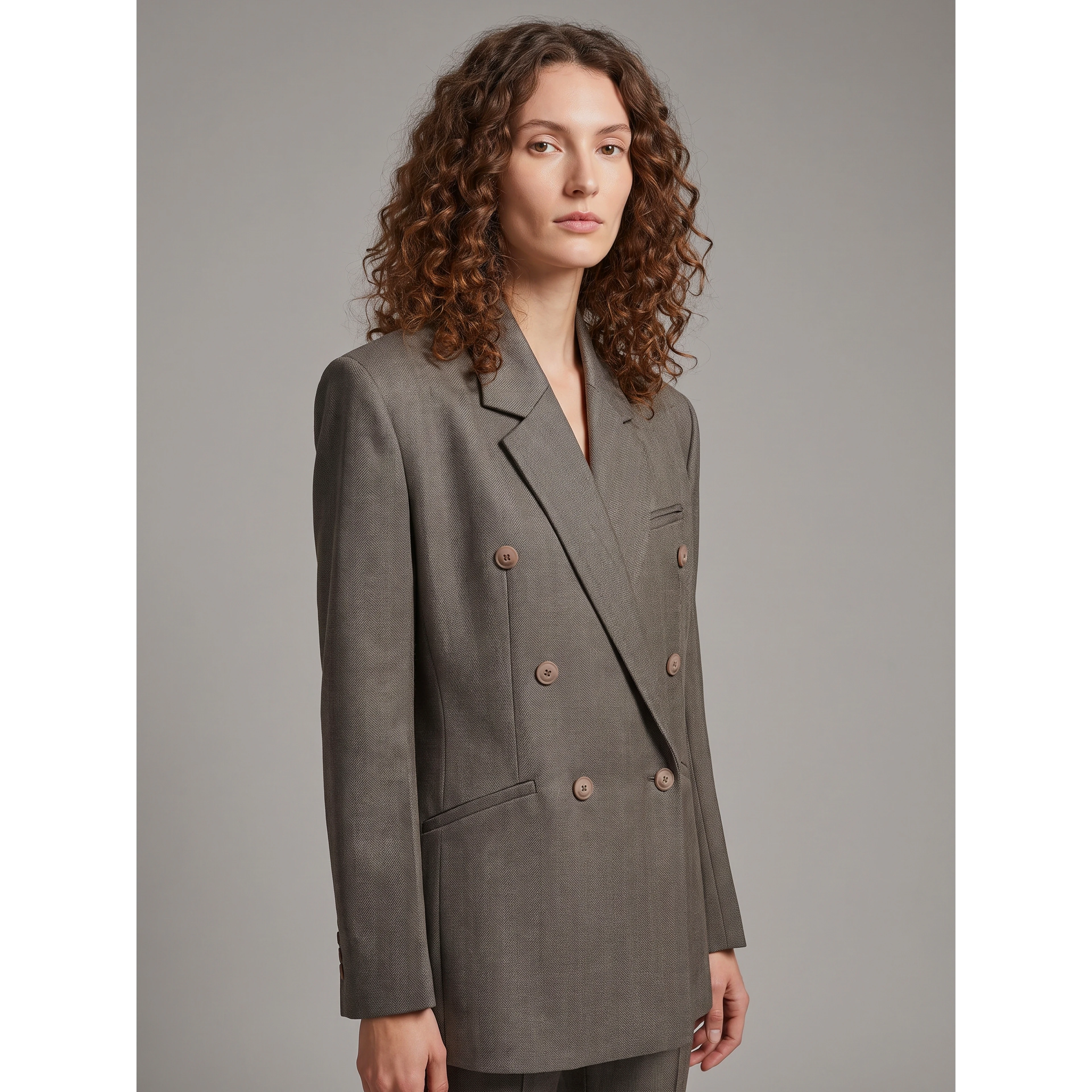 Double-breasted Jade blazer in beige melange