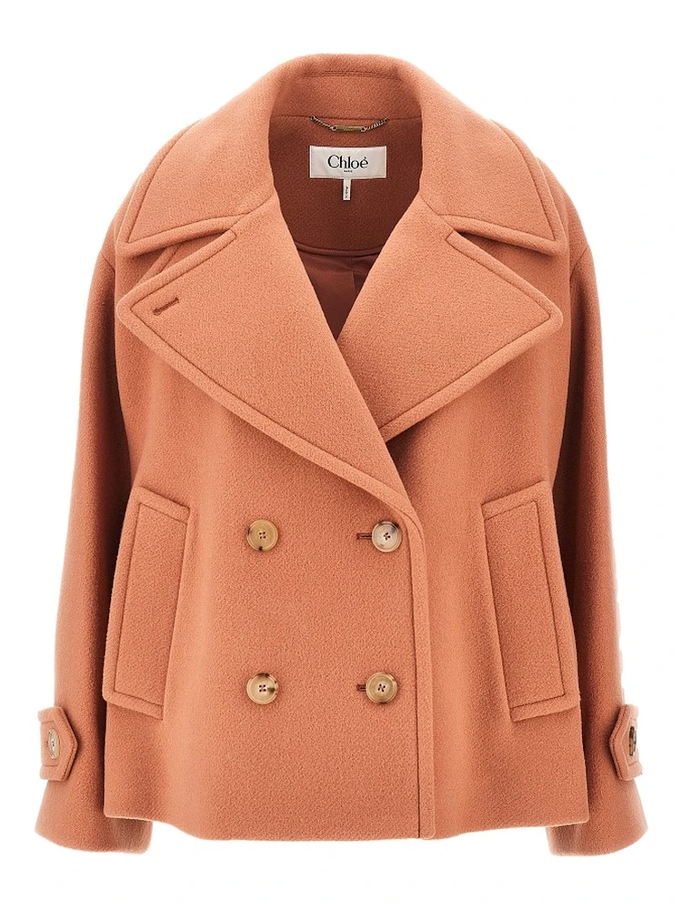 Oversized double-breasted wool peacoat