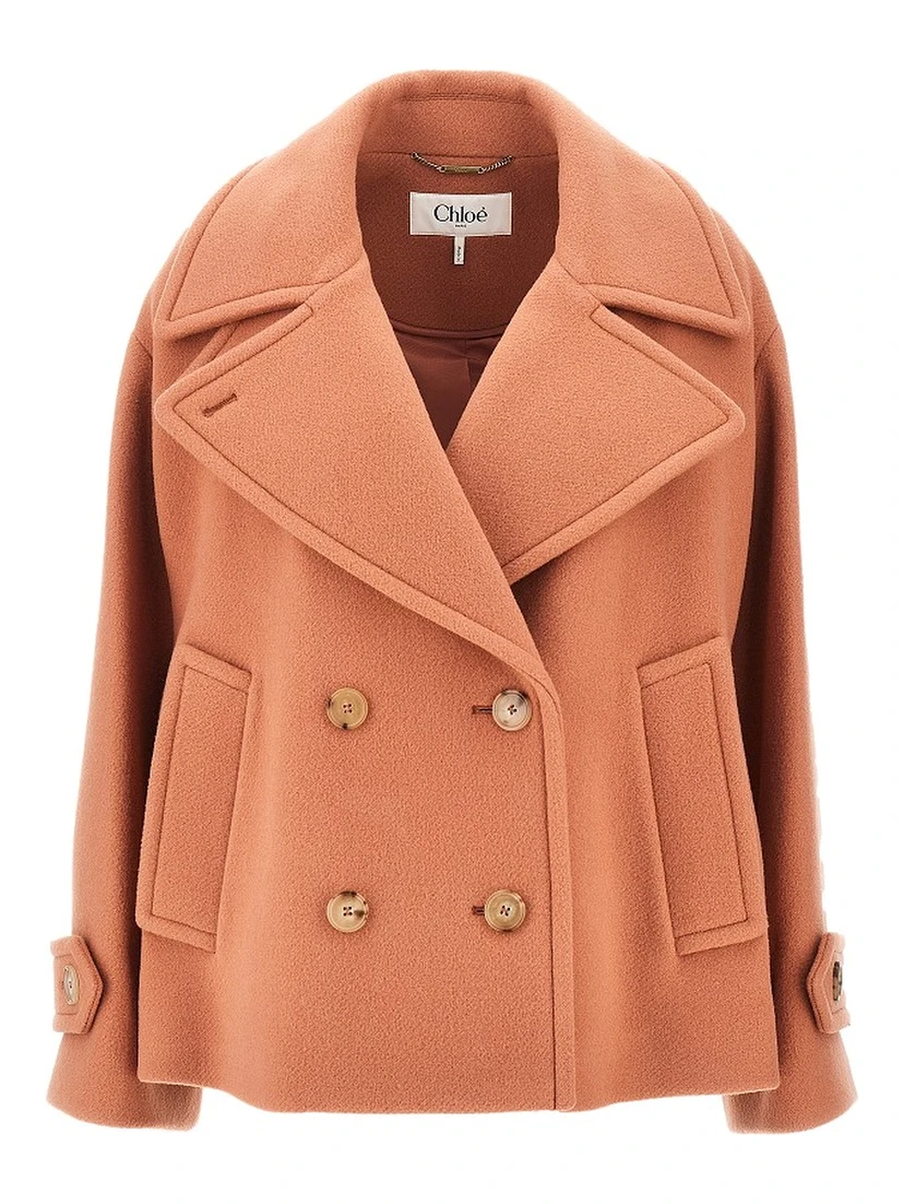 Oversized double-breasted wool peacoat