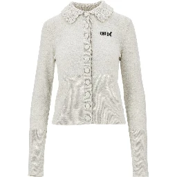 Guipure collar wool cardigan
