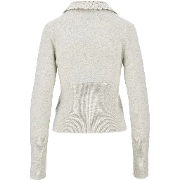 Guipure collar wool cardigan