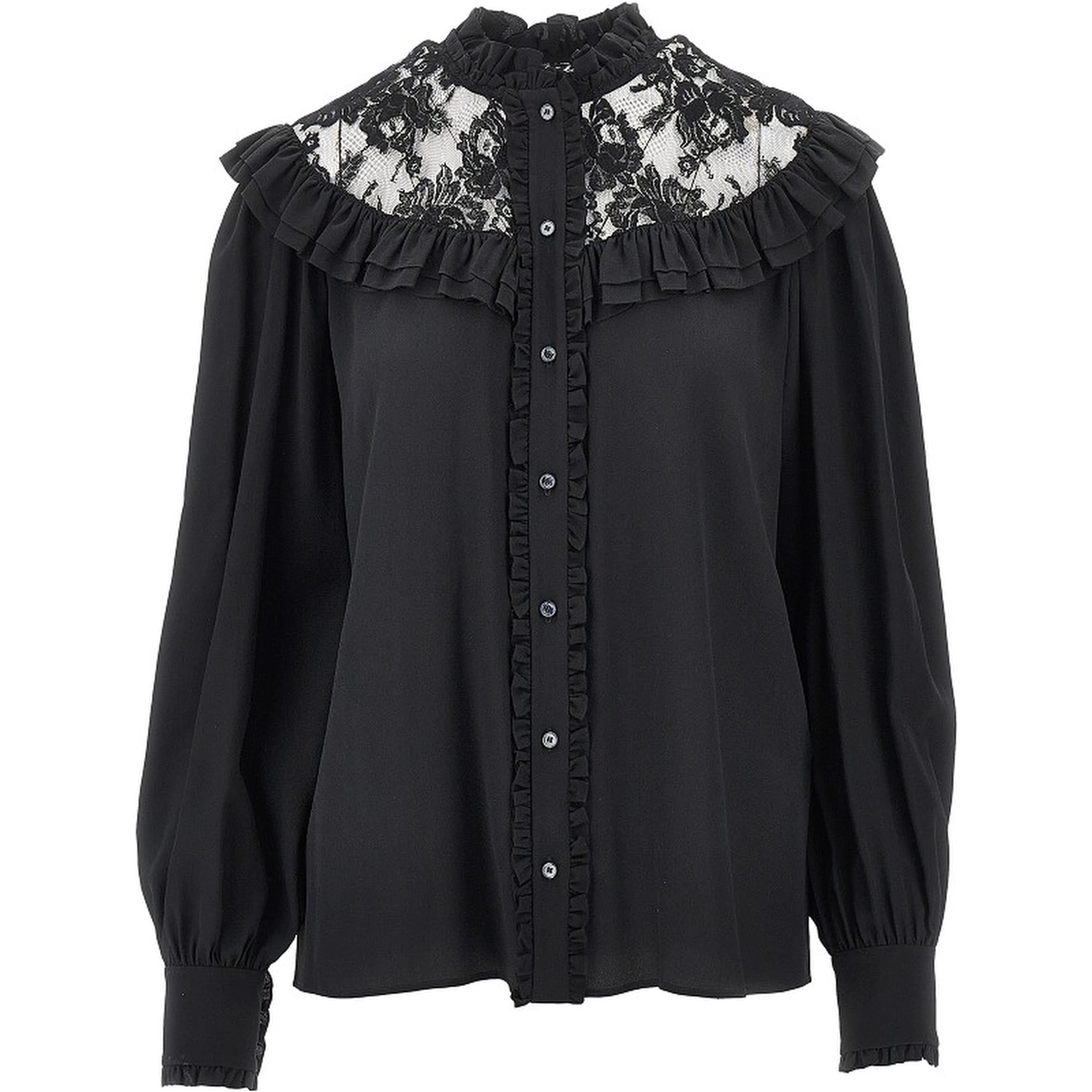 Crêpe de chine and lace blouse