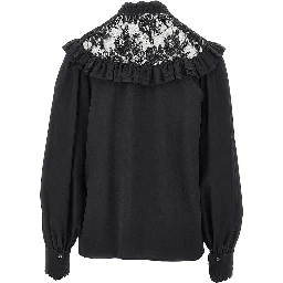 Crêpe de chine and lace blouse