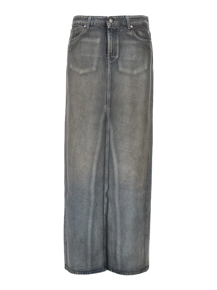 'Nolita' coated denim long skirt