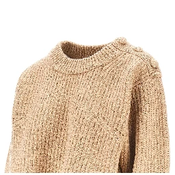 Wool and cashmere cropped sweater with lace