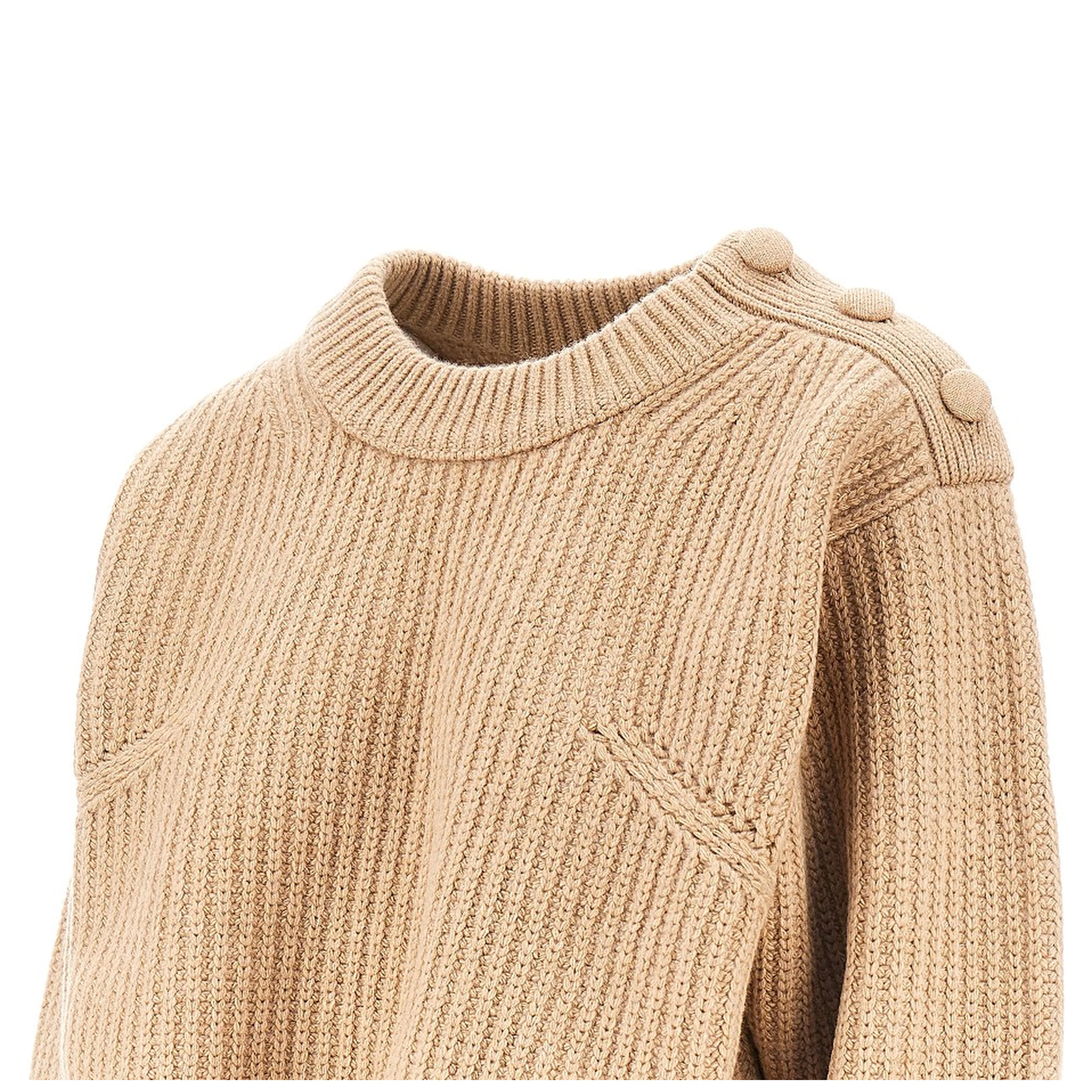 Wool and cashmere cropped sweater with lace