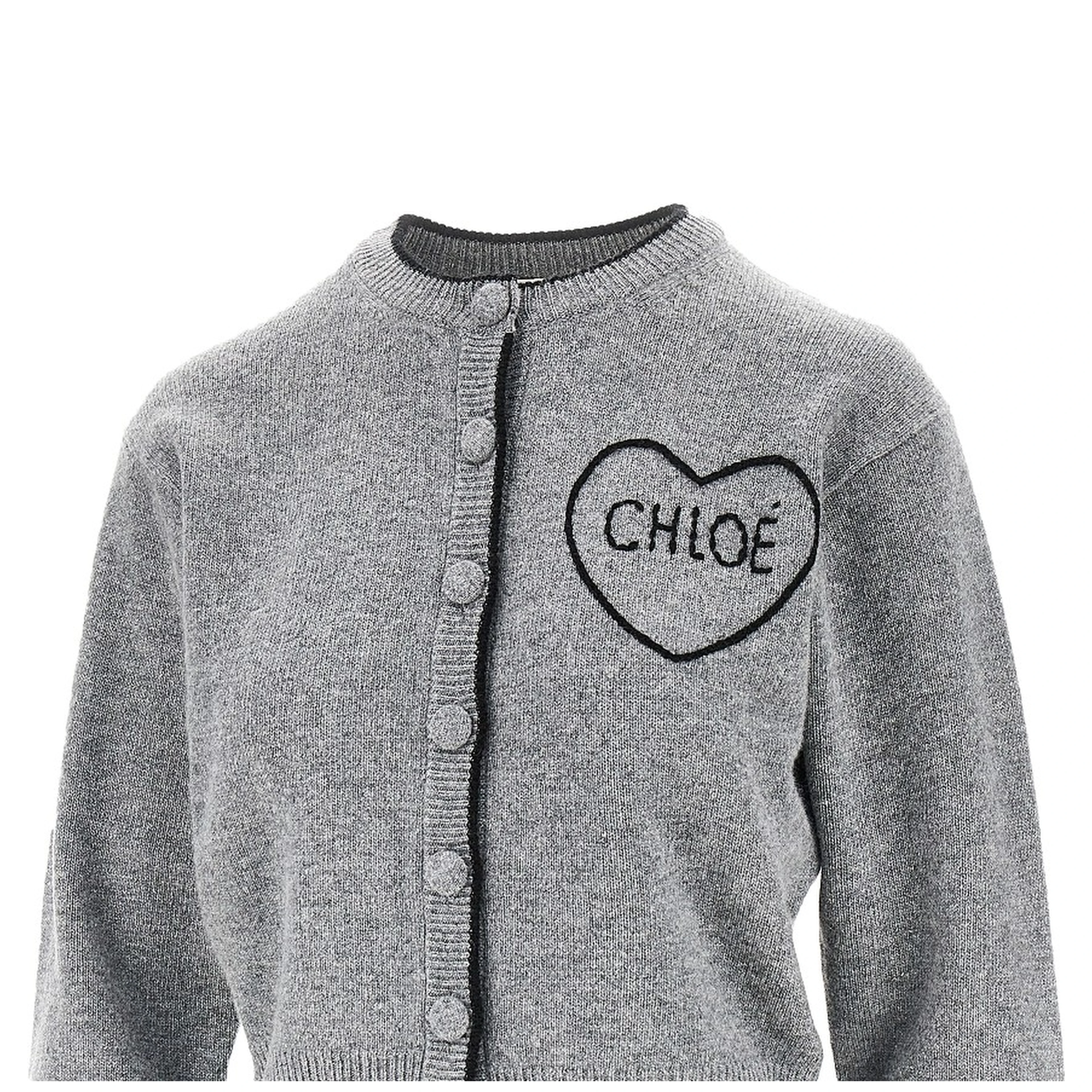 Logo embroidery wool and cashmere cardigan