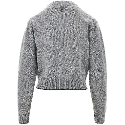 Logo embroidery wool and cashmere cardigan