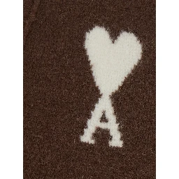 V Neck Cardigan with AMI de Coeur in Brown for Men