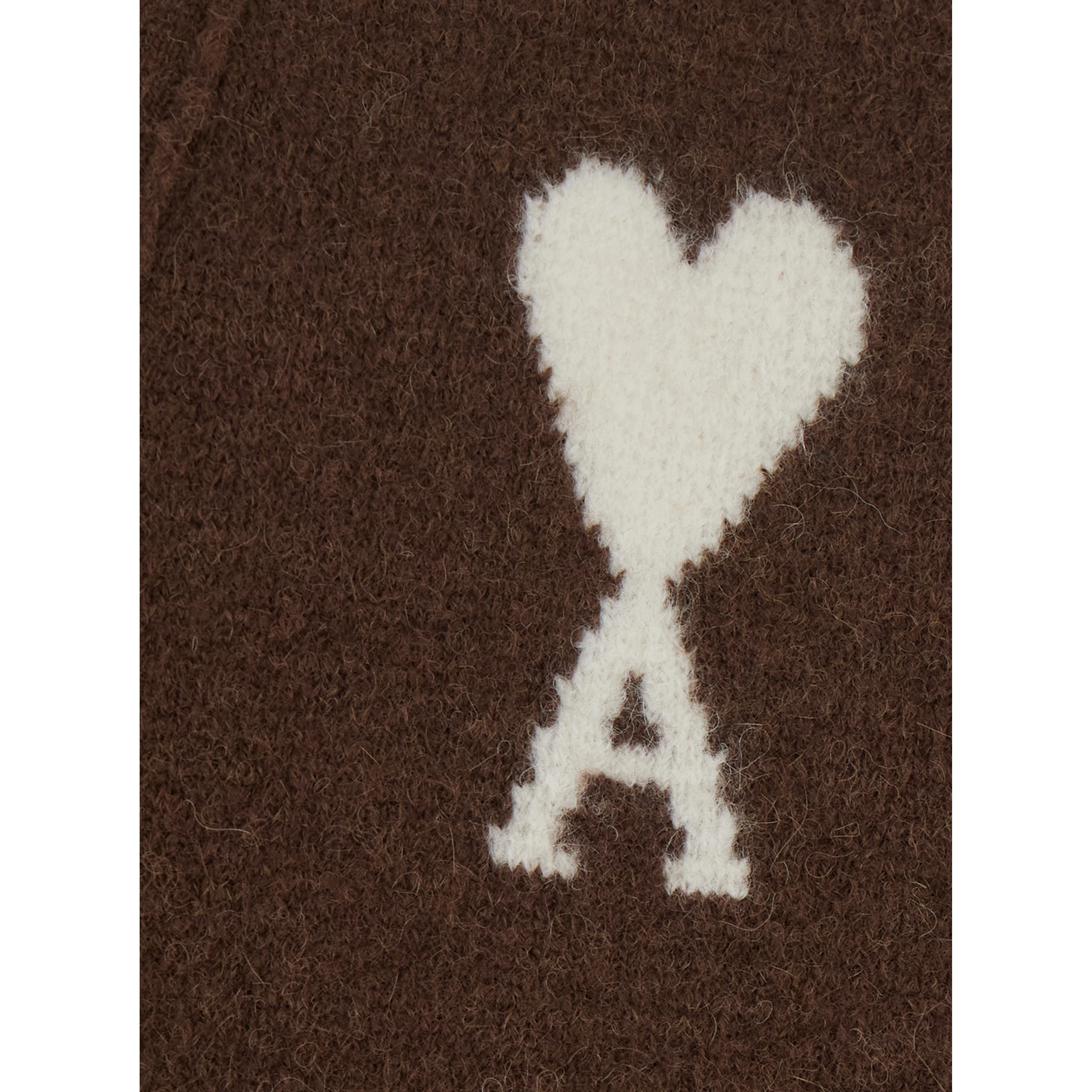 V Neck Cardigan with AMI de Coeur in Brown for Men