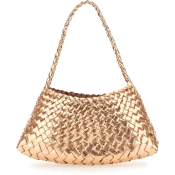Rossana Brown Shoulder bag with Flared and Woven Design in Leather for Women