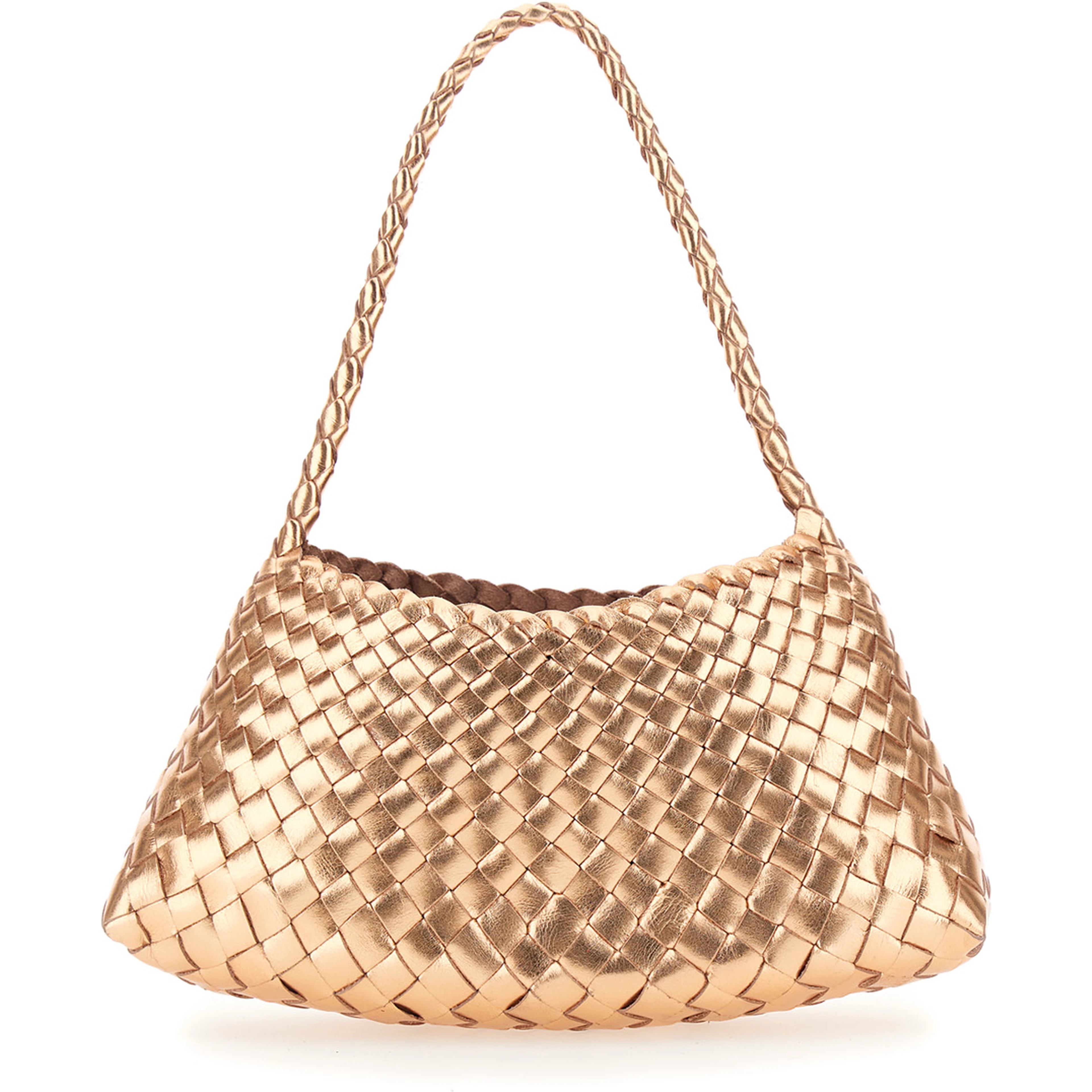 Rossana Brown Shoulder bag with Flared and Woven Design in Leather for Women