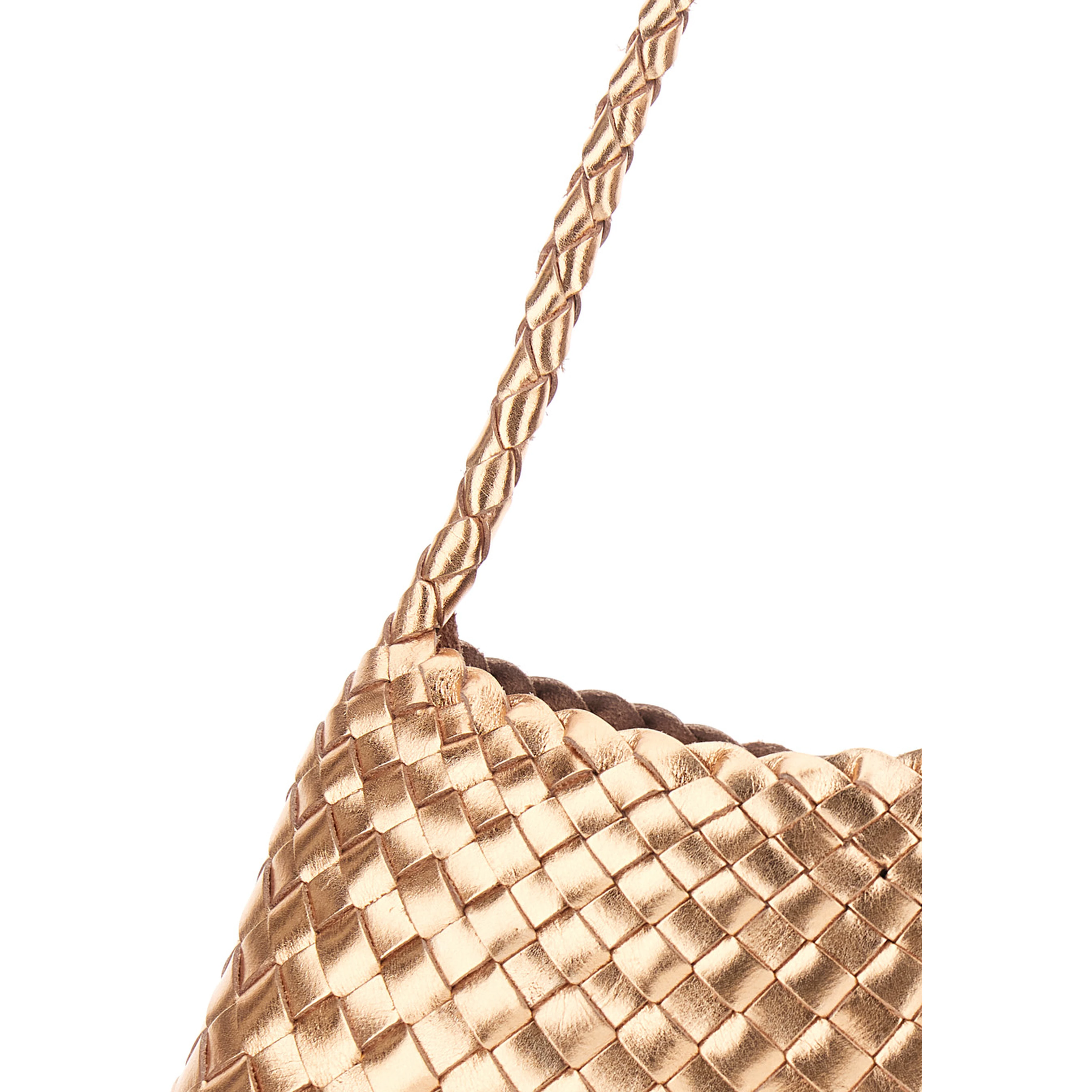Rossana Brown Shoulder bag with Flared and Woven Design in Leather for Women