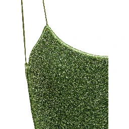Lumière Maillot Green One-Piece Swimsuit with Deep Back Neckline in Lurex for Women