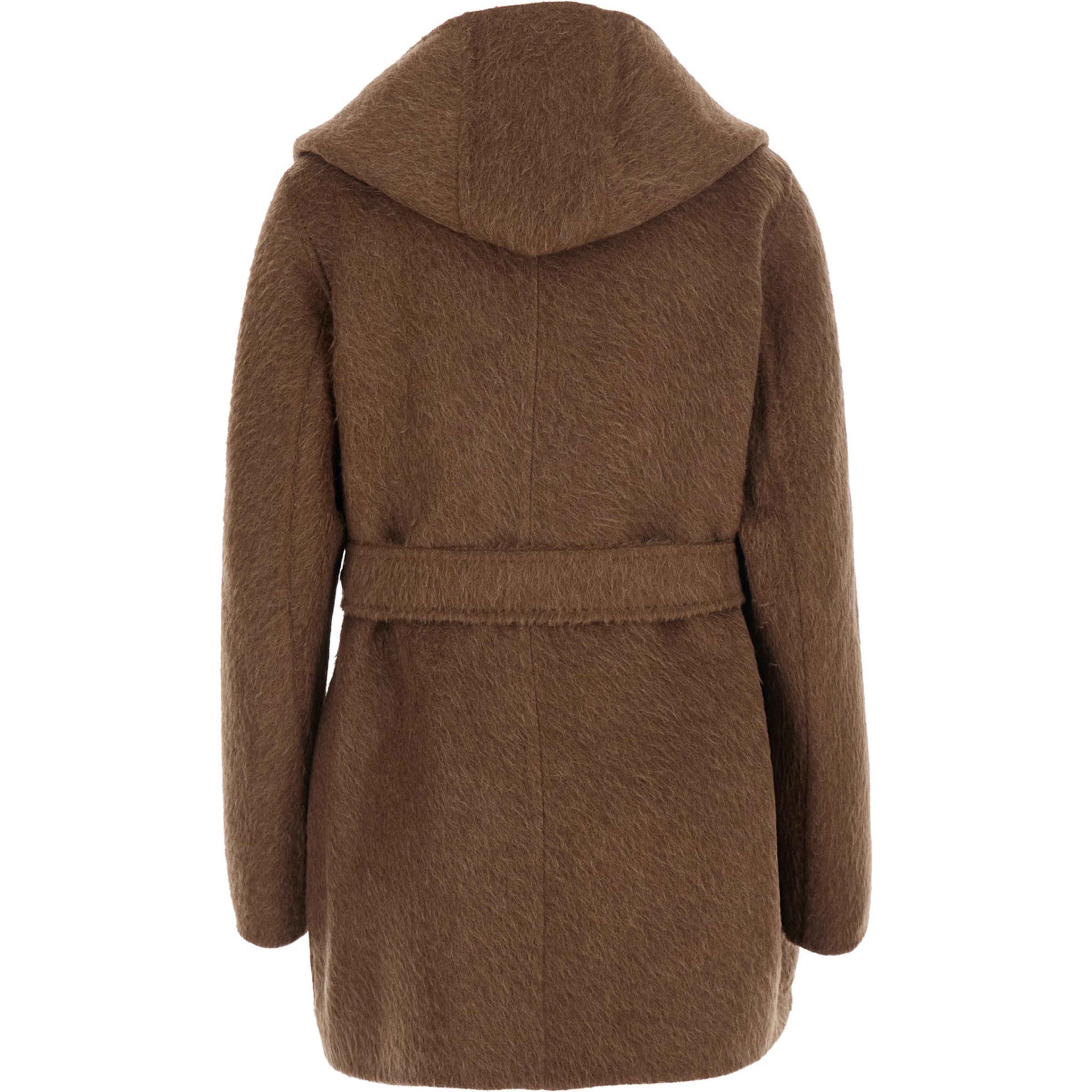 Coat MXS GOLF LOOK29 with front closure and pockets, in wool and cashmere, beige, women