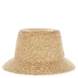 Beige Straw Fedora Hat with Gold Cassandre Pin on the Front for Men