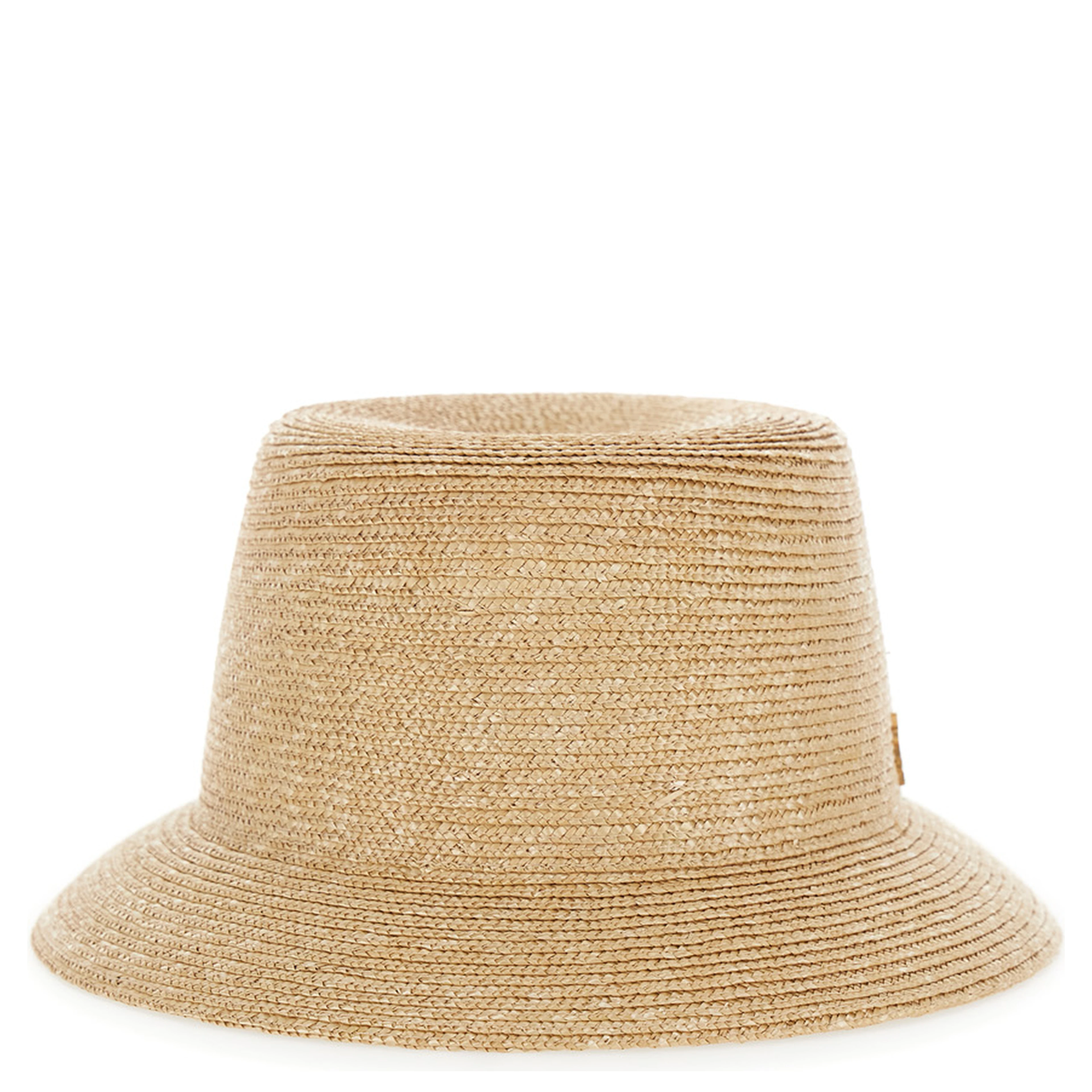 Beige Straw Fedora Hat with Gold Cassandre Pin on the Front for Men