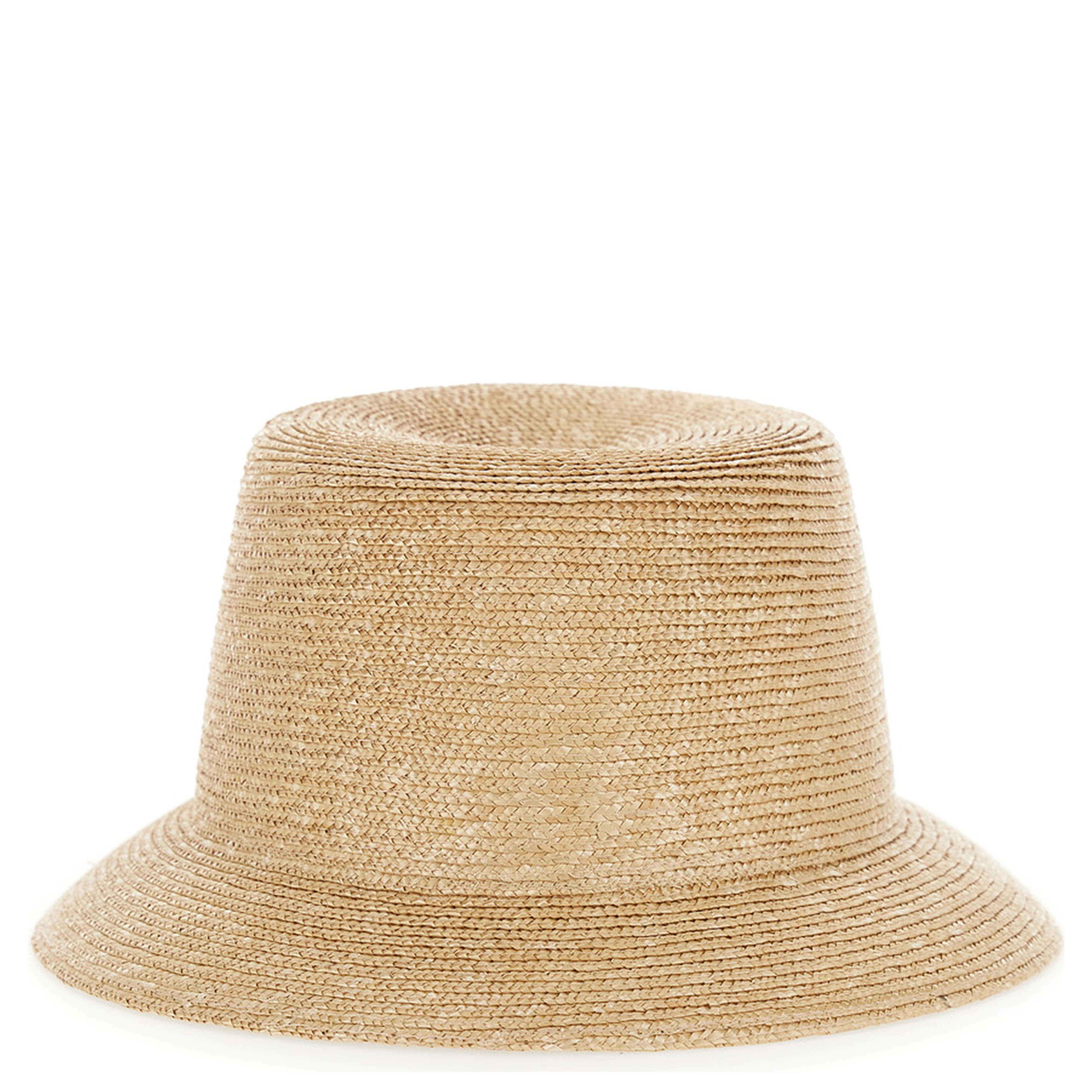 Beige Straw Fedora Hat with Gold Cassandre Pin on the Front for Men