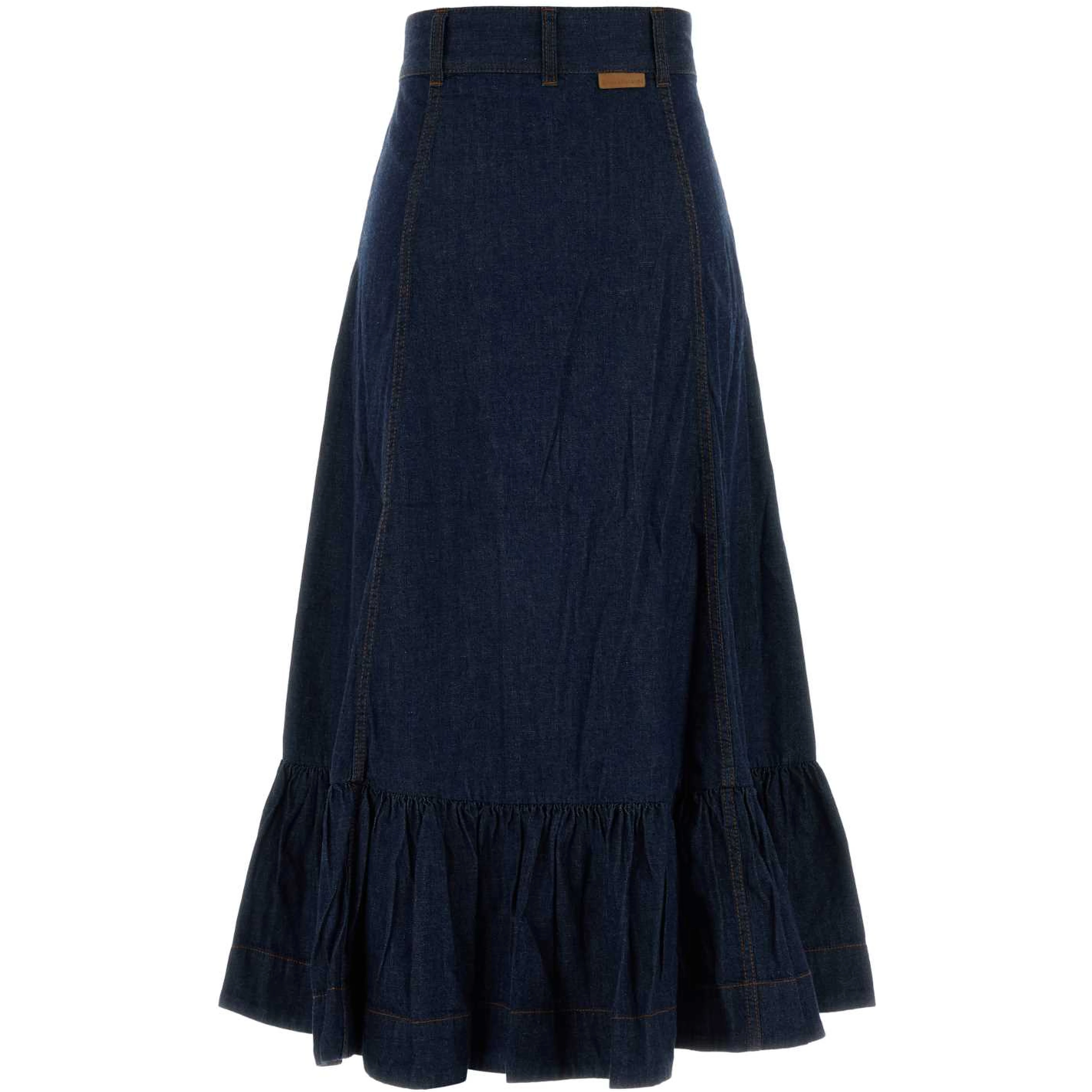 ASTER DENIM FRILL MIDI SKIRT
