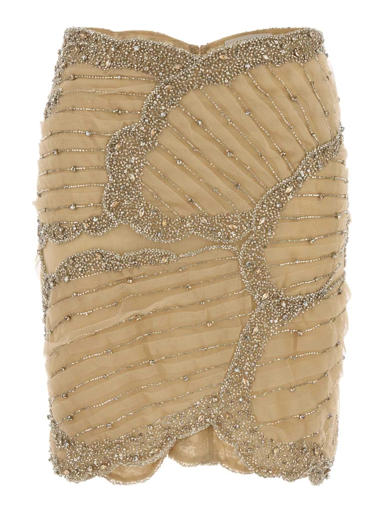 ODINE CRYSTAL SILKGEORGETTE PETAL MINISKIRT