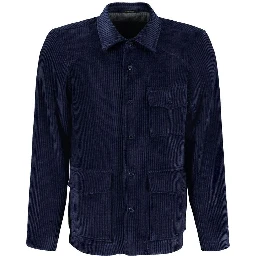Blue Polyester Full-Length Jacket