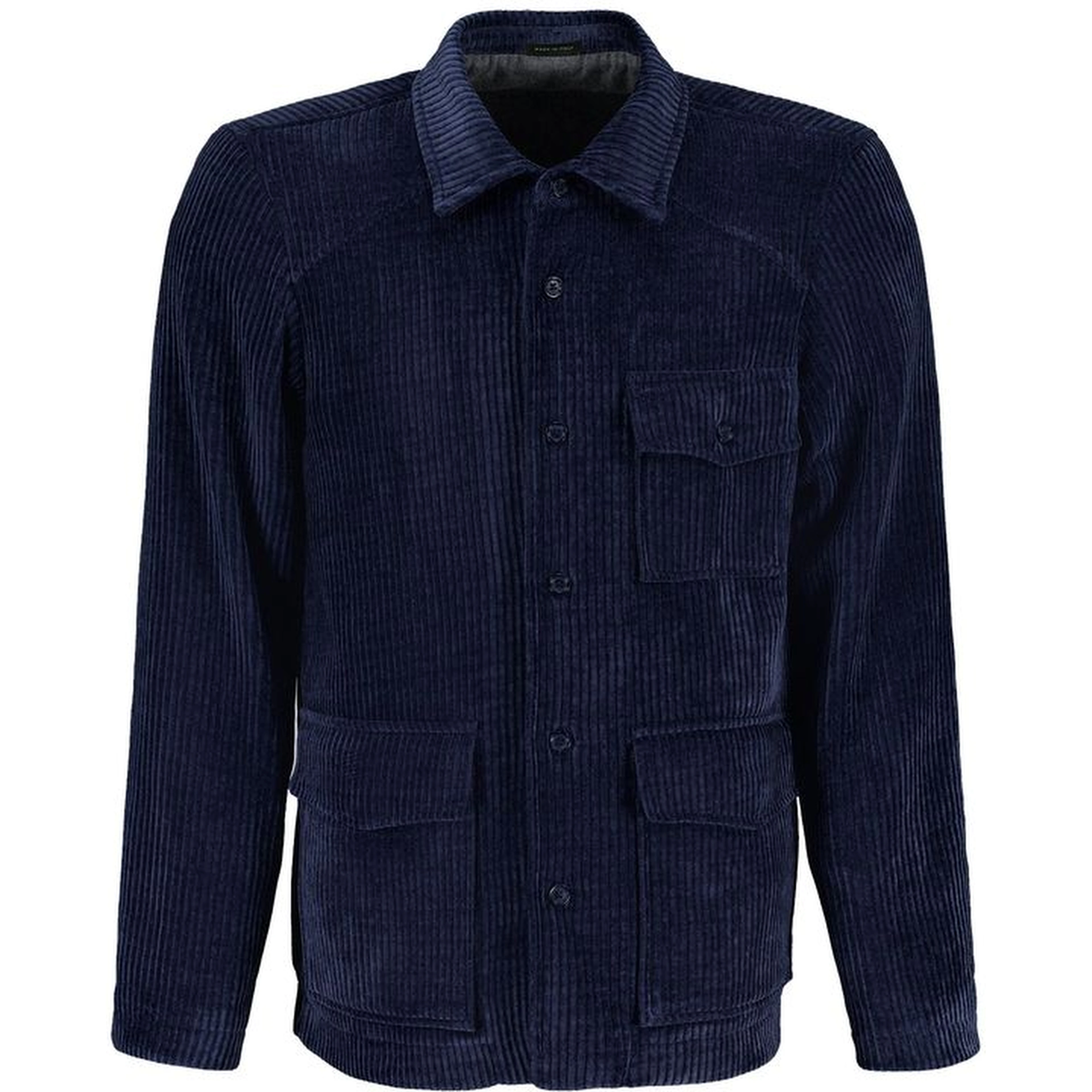 Blue Polyester Full-Length Jacket