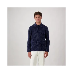 Blue Polyester Full-Length Jacket