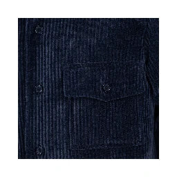 Blue Polyester Full-Length Jacket