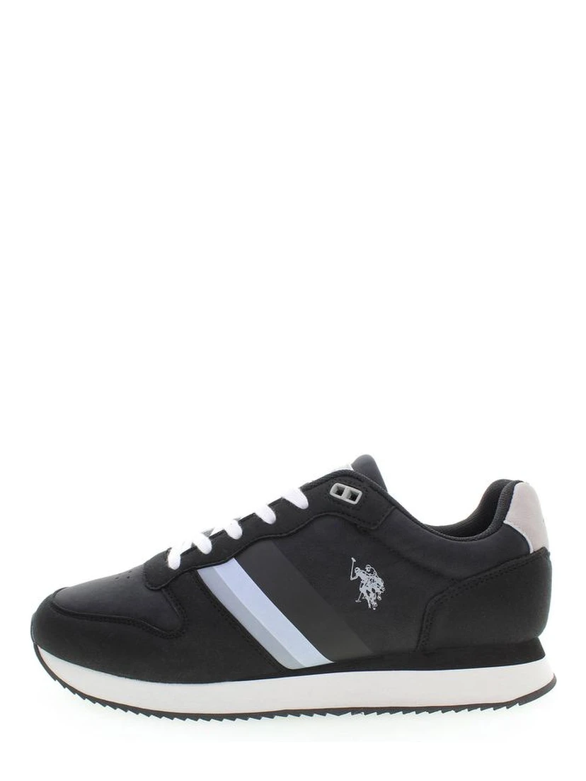 Black Polyester Men's Sneakers