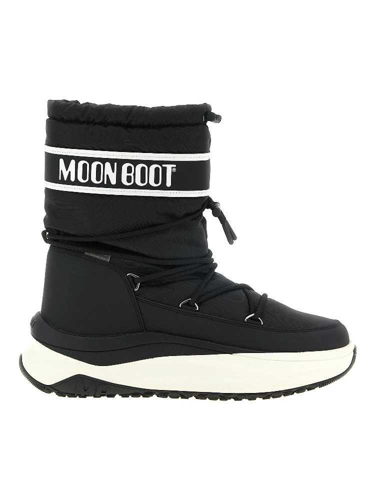 Black Polyester Lace-Up Boots
