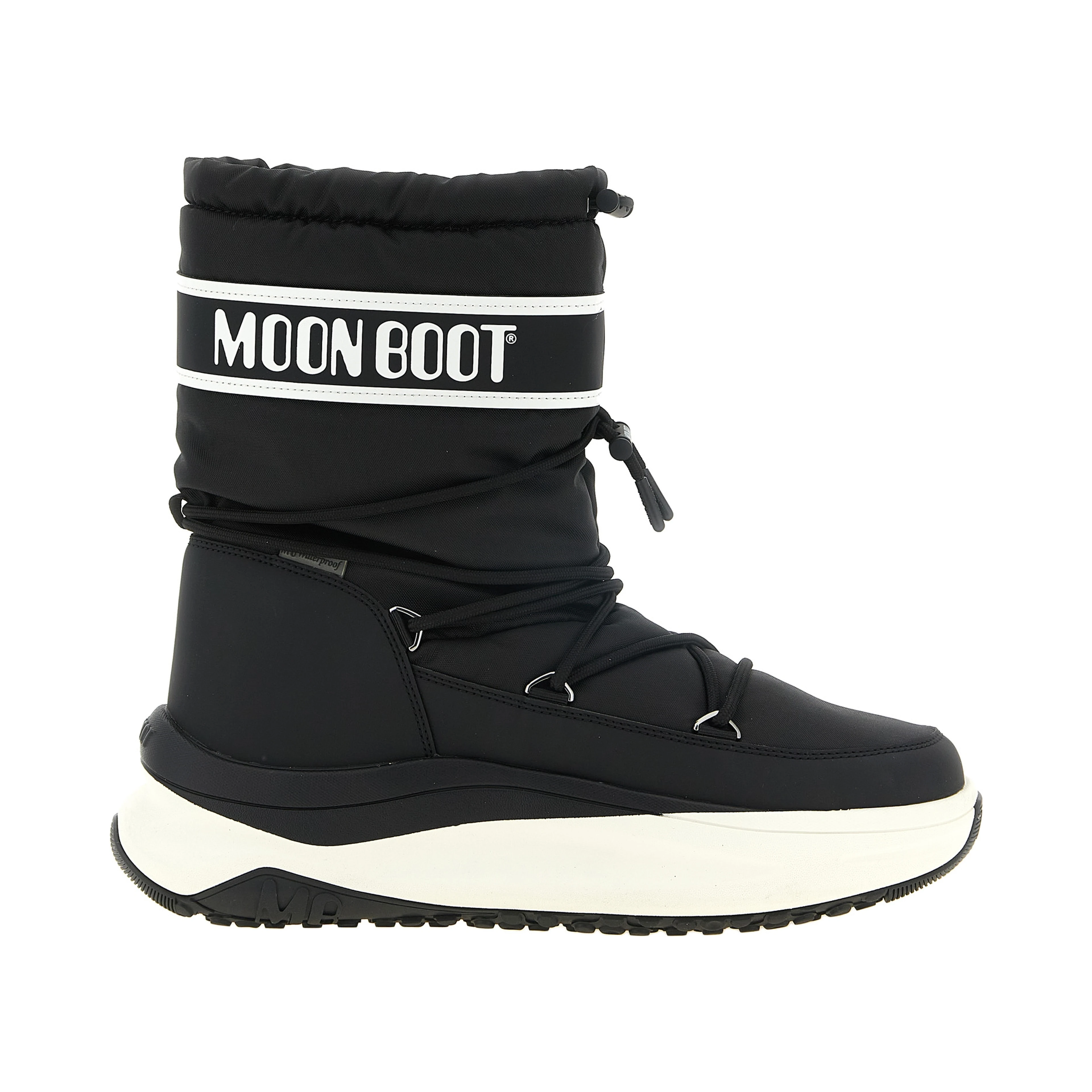 Black Polyester Lace-Up Boots