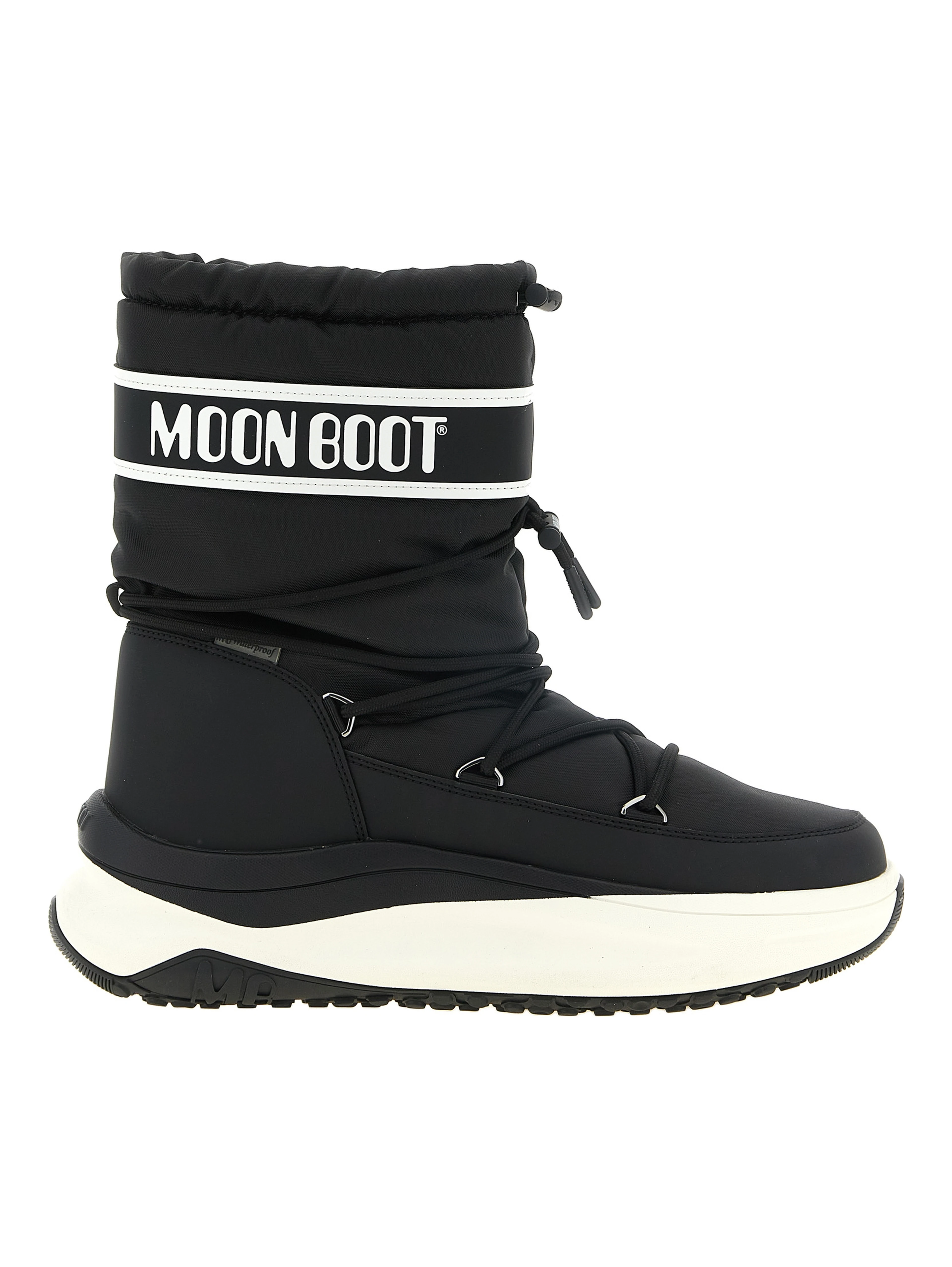 Black Polyester Lace-Up Boots
