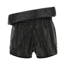 Black Lamb Leather Bermuda Shorts