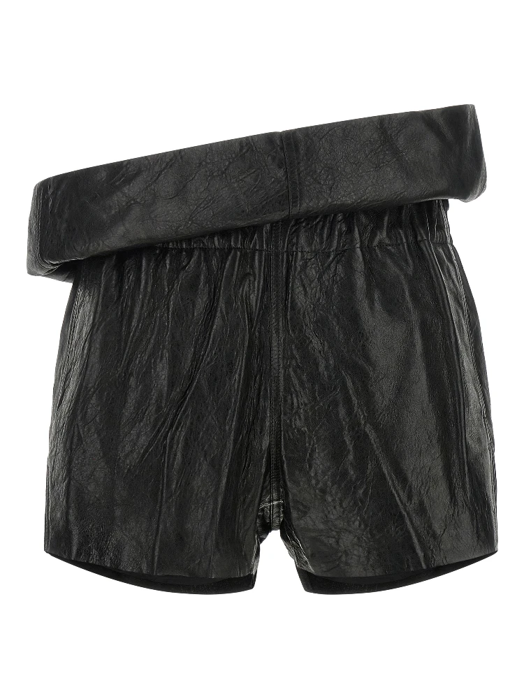 Black Lamb Leather Bermuda Shorts