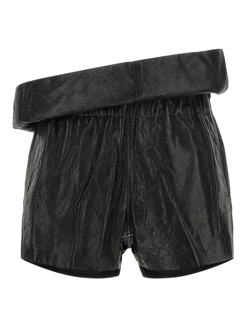Black Lamb Leather Bermuda Shorts